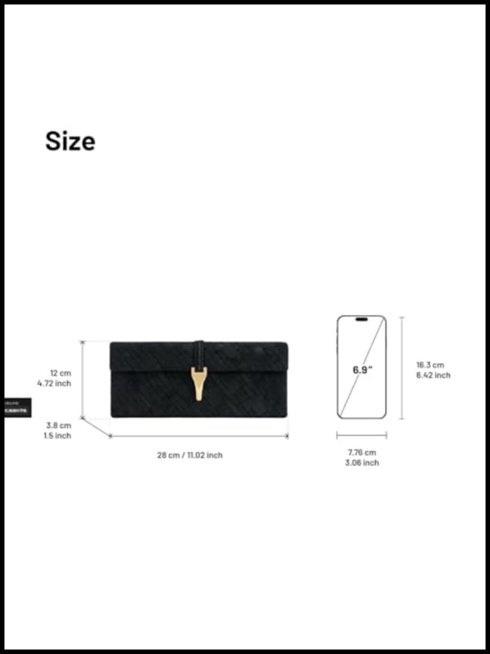 Faux Suede Woven Clutch Detachable Strap Gold Hardware - Picture 5 of 6